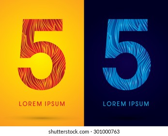 5 ,Font ,Text, designed using line fire and cool, graphic vector.