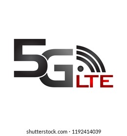 5 G LTE with signal sign on white background