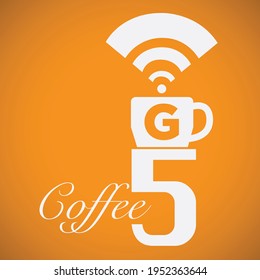 5 G signboard vector for coffee shop