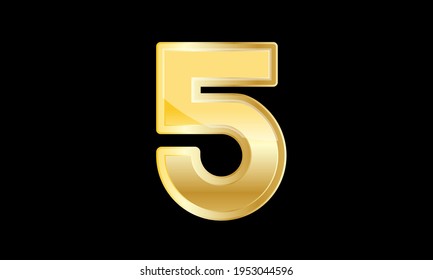 5 Gold Elegant Modern 3D Number