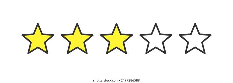 5-Sterne-Illustration. Sowohl ausgefüllte als auch umrissene Varianten für die Ranking-Überprüfung. Vektorsymbole im flachen Stil