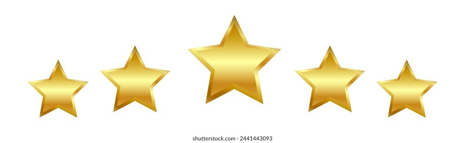 5 Gold Star Rating. Decoration. An element of decor. Vector isolated on transparent background.
