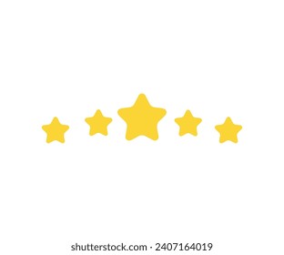 Icono de calificación de calidad de 5 estrellas de oro. clasificación de calidad de producto de 5 estrellas amarillas. La clasificación de productos de cinco estrellas revisa el diseño vectorial y la ilustración.