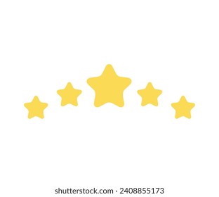 Icono de calificación de calidad de 5 estrellas de oro. clasificación de calidad de producto de 5 estrellas amarillas. Diseño vectorial de clasificación de producto de cinco estrellas para clientes e ilustración.