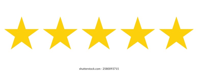 5 gold stars quality rating icon. Five yellow star product quality rating. Golden star vector icons. Stars in modern simple with shadow - stock vector.