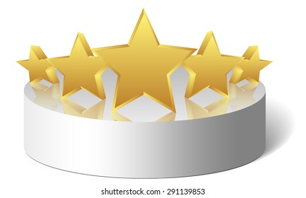 5 gold stars with reflection on the cylinder