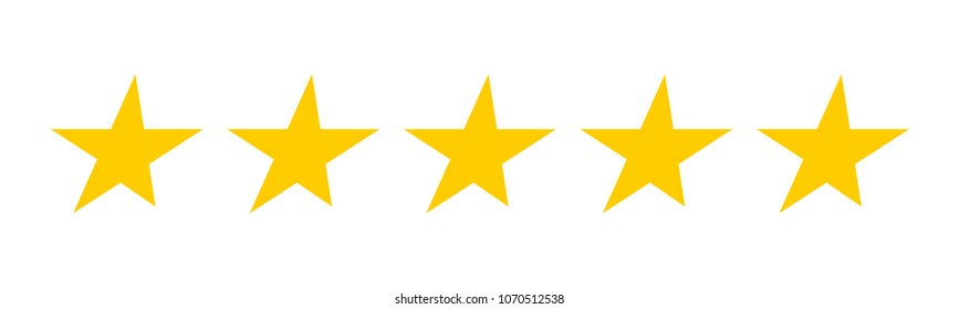 5 gold stars. set of vector stars. gold stars. star icons. star vector icons. yellow srars