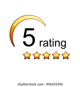 5 golden rating stars icon vector