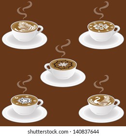 5 Graphic Vector Set Of Latte Art Coffee