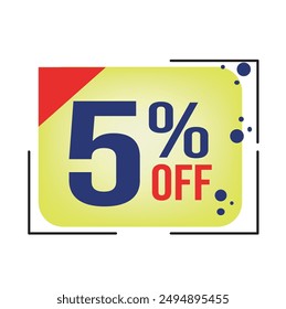 5%, green background, red detail, blue letters, percentage, price, discount, stores..eps