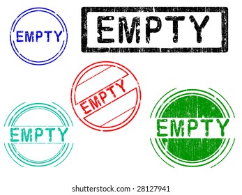 5 Grunge-Effekt Office Stamp mit dem Wort EMPTY in einem zerbrochenen Text. (Die Buchstaben sind einzigartig gestaltet und von Hand erstellt worden)