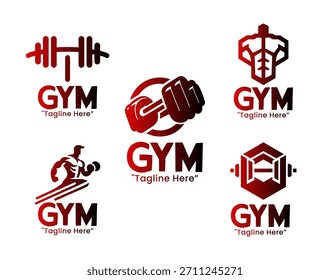5 Gym Logo Set Modern Fitness Strength Identity Collection