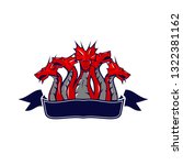 5 headed hydra cartoon logo icon vector