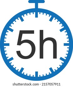 5 hour timer icon, clock symbol vector