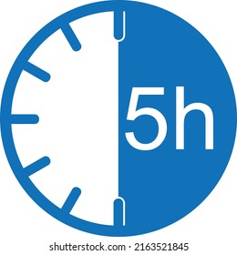 5 hour timer icon, wall clock icon vector
