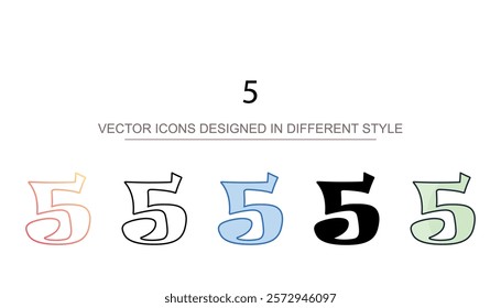 5 icon design with white background stock illustration