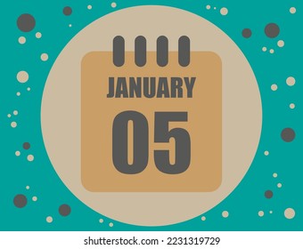 5 January calendar vector. Calendar icon for the month of January with circle. Banner for holidays and commemorative dates