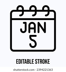 5 January Calendar, Vector Calendar Icon.