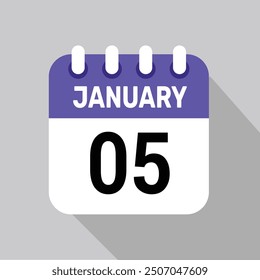5 january calender icon text page monthly web design.