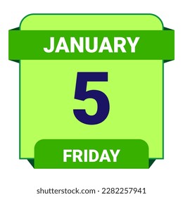 5. Januar, Freitag. Datumsvorlage. Nützliches Design für Kalender- oder Veranstaltungswerbung. EPS10 Datei, Vektorgrafik. Einzeln auf weißem Hintergrund. 