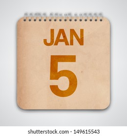 5 January on Old Notebook Vector