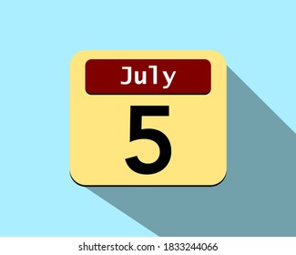 5 July - Vector art of an icon of a calendar
