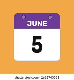 5 june calender icon text page monthly web design.