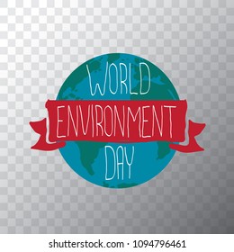 5 june celebration world environment day vector label or banner with earth globe isolated on transparent background