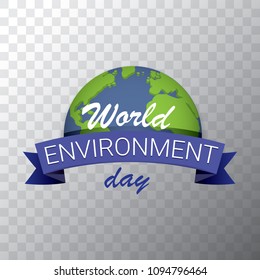5 june celebration world environment day vector label or banner with earth globe isolated on transparent background