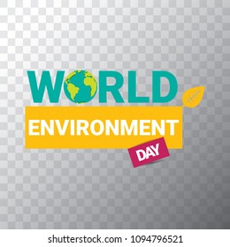 5 june celebration world environment day vector label or banner with earth globe isolated on transparent background
