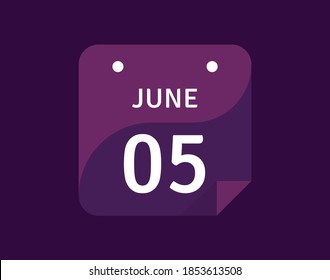 5 June, June 5 icon Single Day Calendar Vector illustration