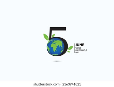 5 June world environment day. Ecology concept. Vector Illustrations. isolated on white background.
