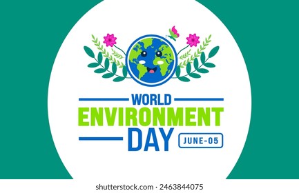 El 5 de junio es la Plantilla de fondo del Día Mundial del Medio Ambiente. concepto de Festiva. se utiliza para la Plantilla de fondo, Anuncio, cartel, tarjeta y diseño de póster con inscripción de texto y color estándar. Ilustración vectorial