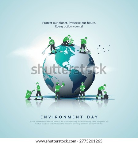 5 June, World Environment Day, Environment Care and Conservation. Earth Day, World Protection, Green Energy, Renewable and Sustainable Concept.