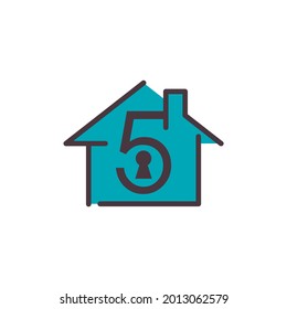 5 key hole. 5 home logo. Logo for real estate company.