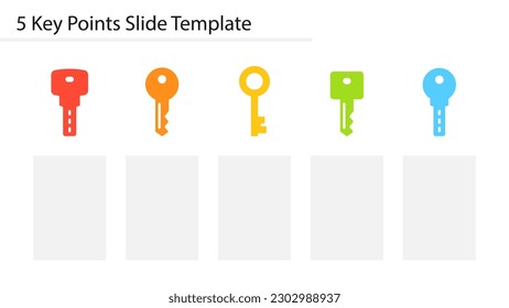 5 Key Points Slide Template. Clipart image