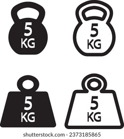 5 Kilogram, 5KG weight icon set, Weight icon set vector art