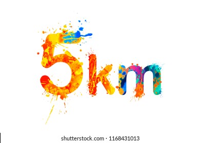 5 km. Short running distance. Splash paint sign