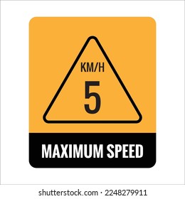 5 kmh Isolated Road Maximum Speed limit sign icon on white background vector illustration.