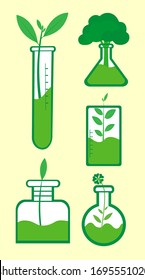 5 lab bottles vector with nature theme