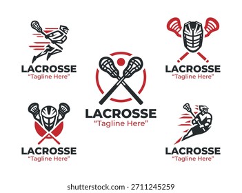 5 Lacrosse Logo Set Stick Field Team Sports Collection