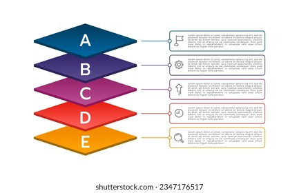 5 capas de infografía con una plantilla de diseño de iconos. Ilustración vectorial.