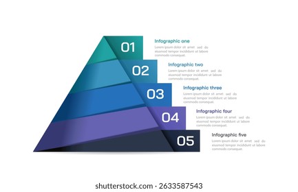 5 Layers Pyramid Infographic with Numbers. Presentation, Plan, Data, and Strategy. Vector illustration.