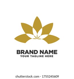 5 leaf sprigs logo design vector, 
describe 5 values ​​of company values, cannabis leaves.