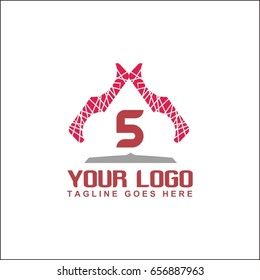 5 letter abstract trendy multicolored logo design element. Visual brand identity for business company 