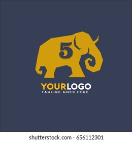 5 letter concept in Elephant shape vector logo