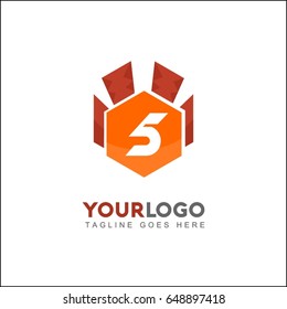 5 letter hexagon logo. Abstract vector in modern style