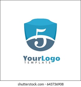 5 letter logo. Blue shield for Hotel, Reatil, Law, Finance, investment, Sport Club or any Luxury image Business