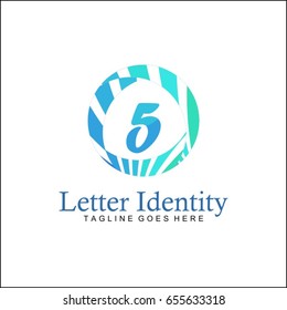 5 Letter logo. Creative Blue Line Circle Logo.