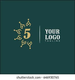 5 Letter Luxury Logo. Simple and elegant floral design logo, Elegant linear luxury vector for brand identity